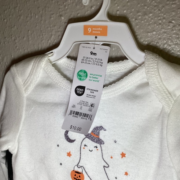 NEW Carter's Just One You® Baby 'My Little Boo' Halloween Top & Bottom Set 9 Mo - Picture 3 of 4